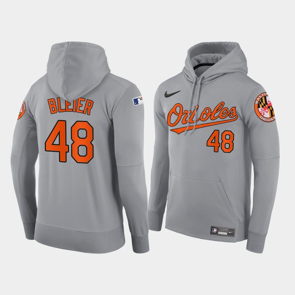 Men Baltimore Orioles #48 Bleier gray road hoodie 2021 MLB Nike Jerseys->boston red sox->MLB Jersey
